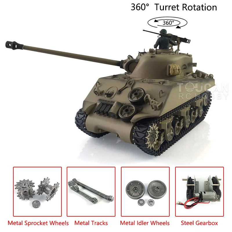 HENG LONG 1/16 Scale 7.0 Upgraded M4A3 Sherman RTR RC Tank 3898 W/ 360° Turret TH19784-SMT4