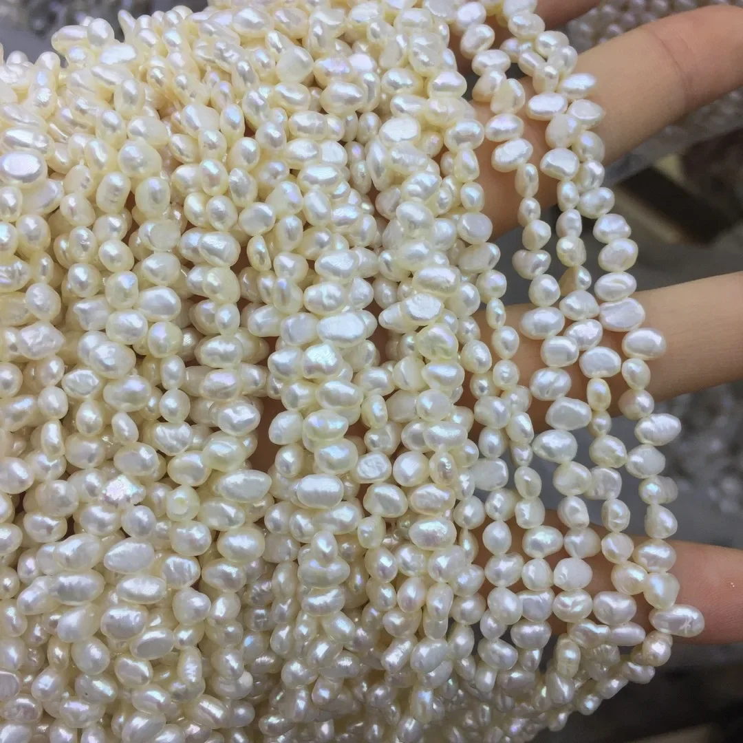 

4-5MM Micro-flaw Panax Notoginseng Hole Natural Freshwater Pearl Loose Bead Beaded Necklace Bracelet Work in Progress Wholesale