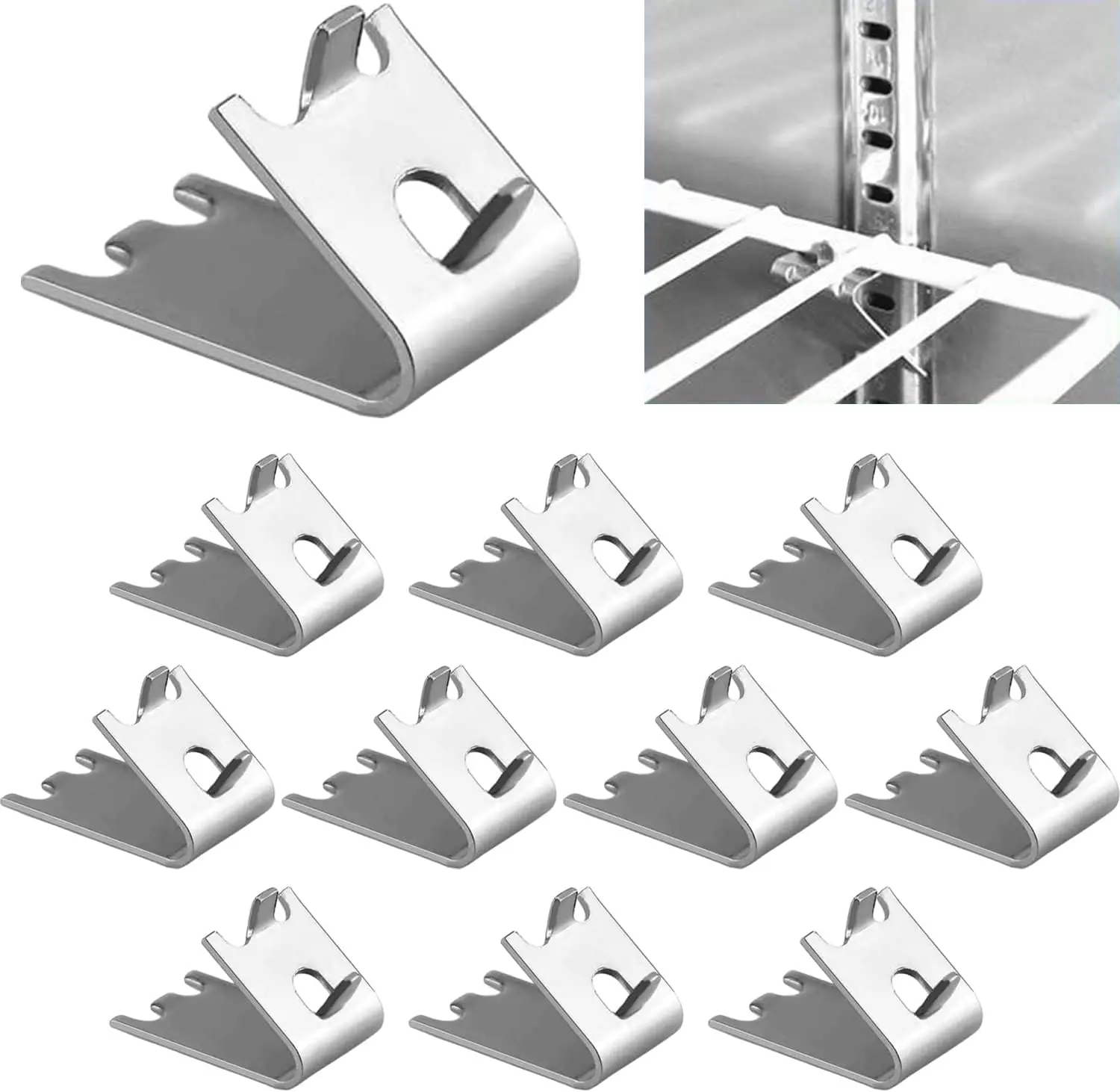 

Stainless Steel Freezer Shelf Clips, 10-Pack for Refrigerator Shelf Support, Replacement Square Buckles
