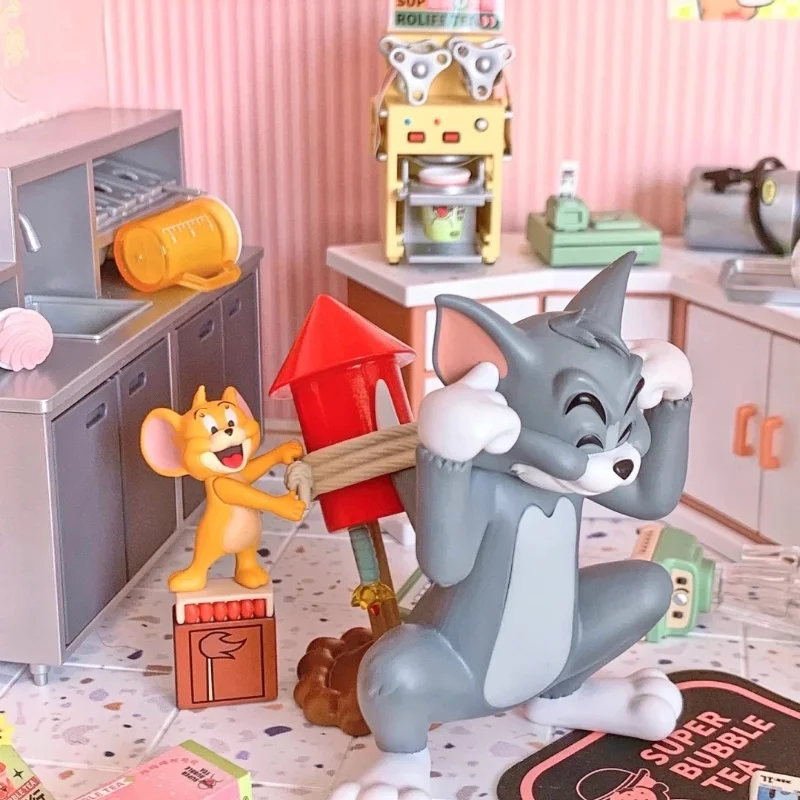 Original Tom And Jerry Cat And Mouse Fight Series Box Cute Kawaii Pvc Statue Toy  Anime Figures Model Collection Toy Gift