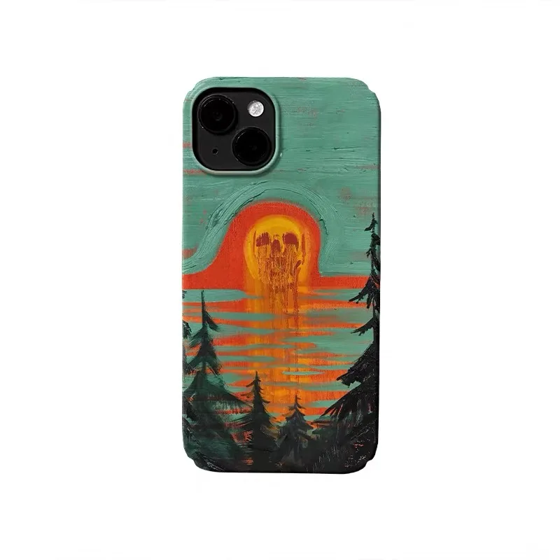 

INS KOREAN Green Despair Sun Phone Case for IPHONE 17 Air 16E 15 PROMAX 14 Plus 13 12 MINI 11 PRO XR SE Acrylic Phone Cover
