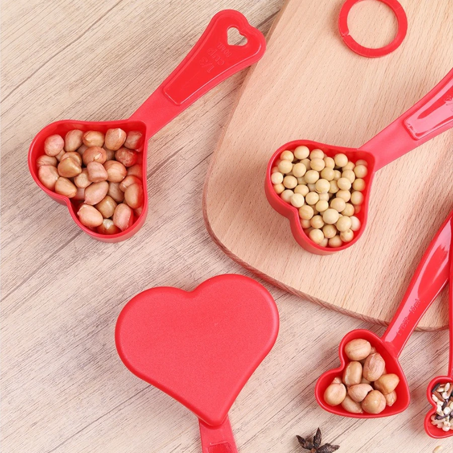 Plastic heart-shaped measuring cup measuring spoon measuring spoon set of eight grams scale baking household tools kitchen spoon view 5
