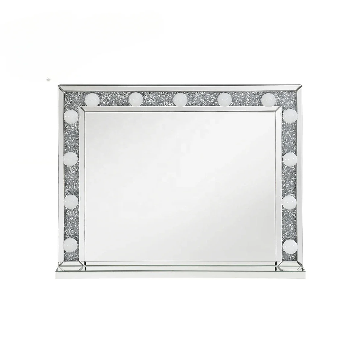 Hot-selling mirror Hollywood desktop with rhinestone diamond-encrusted LED vanity mirror living room bathroom vanity mirror cust