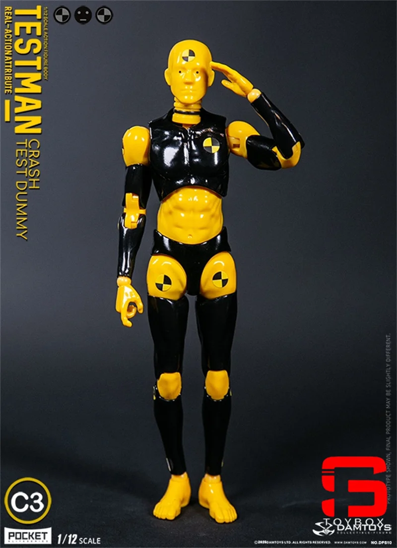 Damtoys dps01 dps02 dps10 dps11 escala 1/12 figura de ação masculina modelo 6 ''drawman amarelo testman bonecas de corpo articulado removível