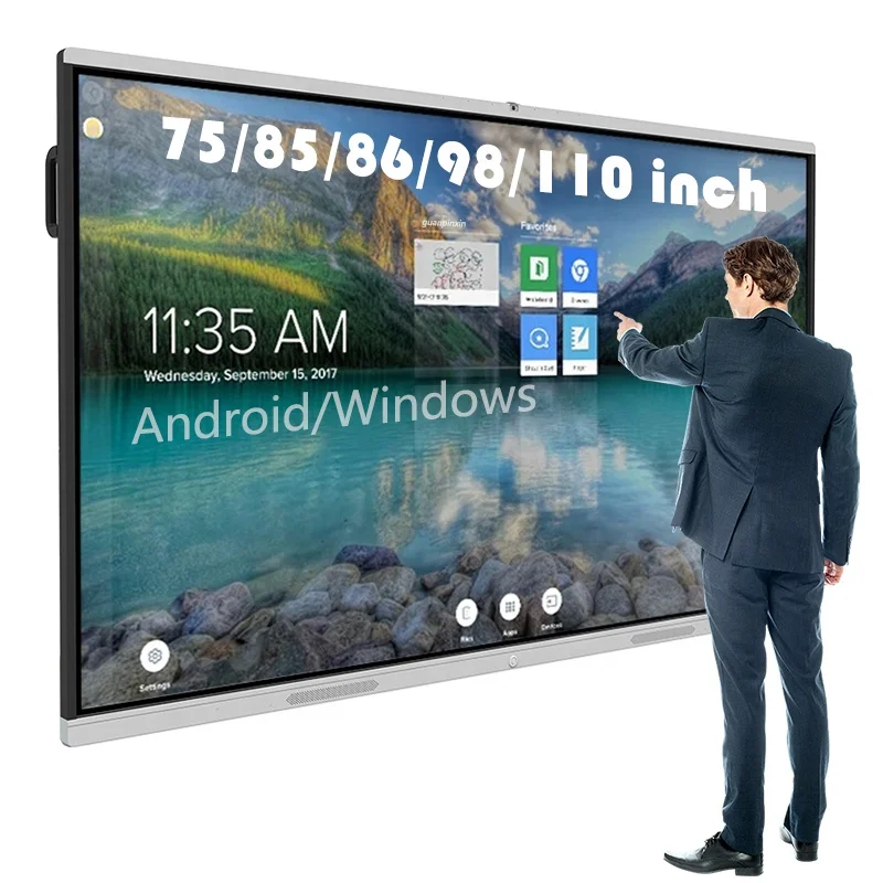 4k Touch Screen Smart Interactive Whiteboard  All In One 55 65 75 85 Inch LED Metal Notice Board