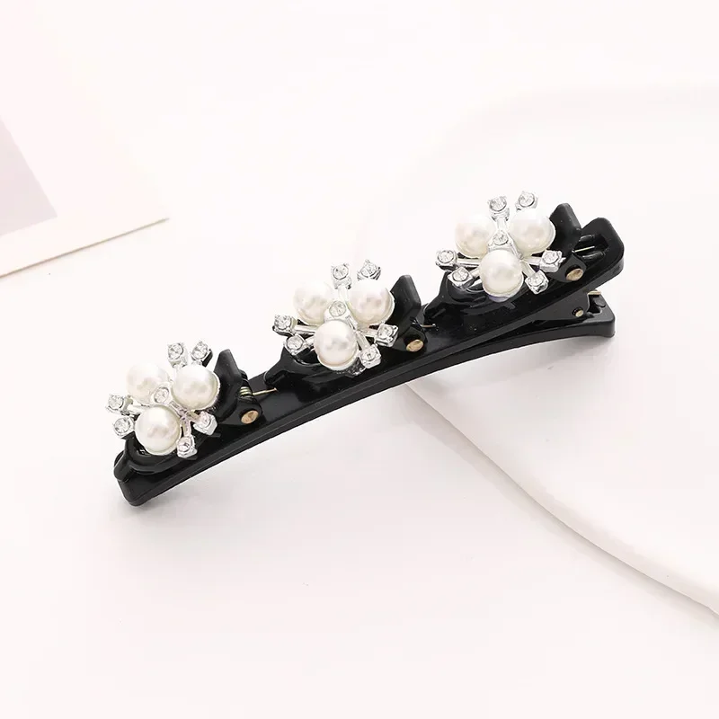 Heallor Pearl Flower Braid Hair Duckbill Clips Styling Tool Hairpin Side Bangs Clip Ladies Girls Butterfly Clip a forma fissa Toot