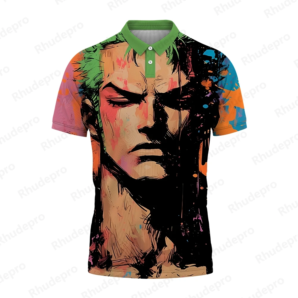 

One Piece Monkey D Luffy polo Shirt For Men Fashion Cosplay T-shirts Goku Y2k Streetwear New Anime High Quality Clothing Men's