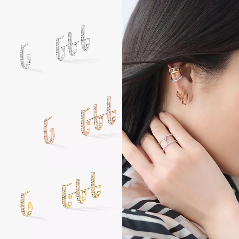 

Fashion simple jewelry 925 silver personality multi-turn asymmetrical wrap-around ear clips women's party Valentine's Day gift