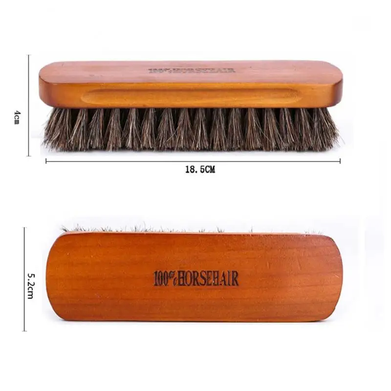 Horsehair Shoe Brush Polish Natural Leather Real Horse Hair Soft Polishing Tool Bootpolish Cleaning Brush For Suede Nubuck Boot