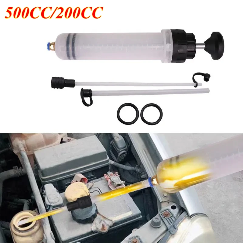 

New Car Engine Oil Fluid Pump Efficient Vacuum Manual Inhalation Syringe Style Engine Cooolant Transfer Translucent 500cc/200cc