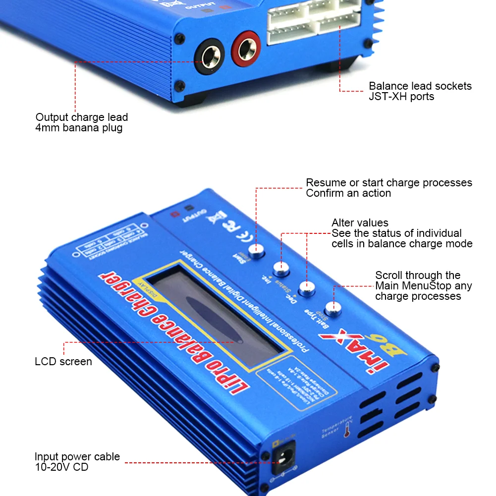 Lipo oplader, 80 W 6 A RC oplader voor LiPo/Li-Ion/Life/LiHV(1-6S