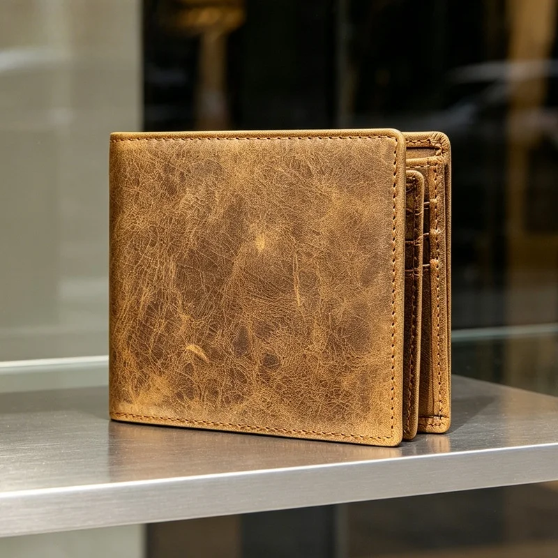 handmade-top-layer-cowhide-leather-wallet-retro-style-men's-bifold-wallet-luxury-minimalist-design-magnetic-interior-lining