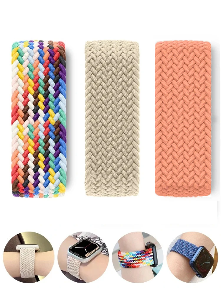 Braided strap For Apple Watch Band 40mm 44mm 45mm 40mm 42mm 38mm correa Nylon Bracelet iWatch series 3 5 SE 6 7 8 9 ultra2 49mm