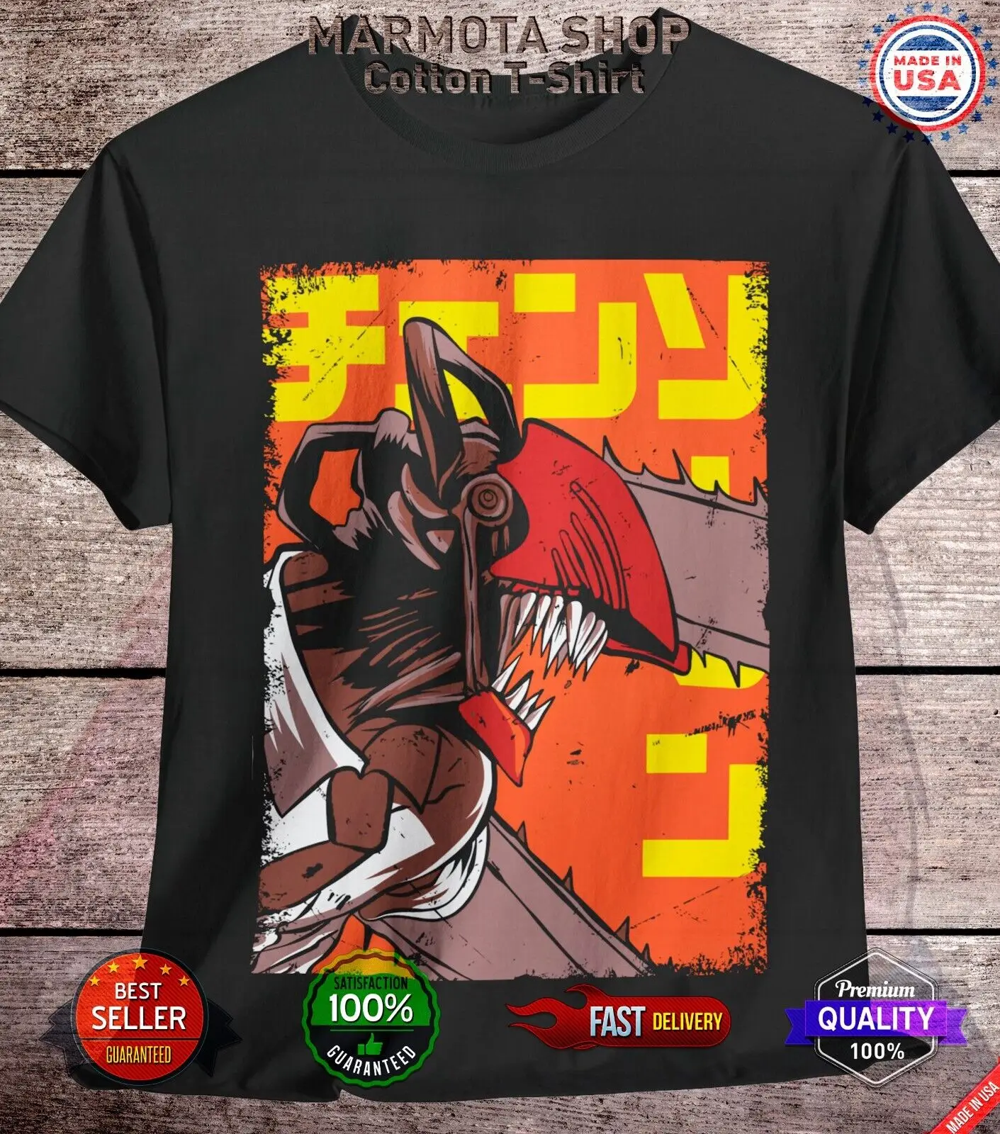 

Denji Chainsaw Man Shirt Anime Tee T-Shirt Pochita Horror Manga Otaku Makima