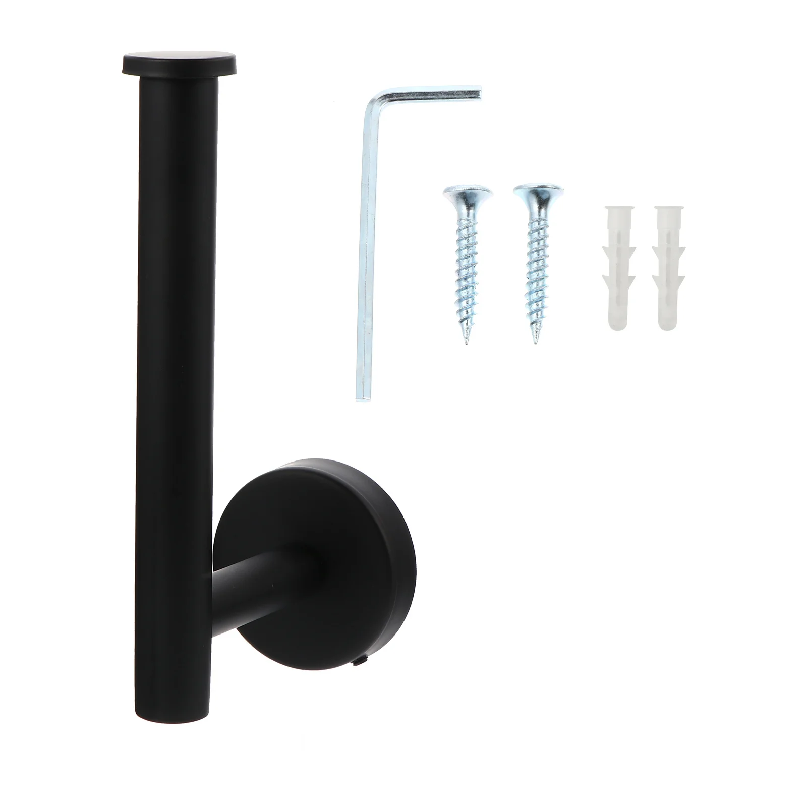 رف مناديل مثقوب حامل من الفولاذ المقاوم للصدأ الأسود لحامل مناديل دعم الورق المطبخ والحمام