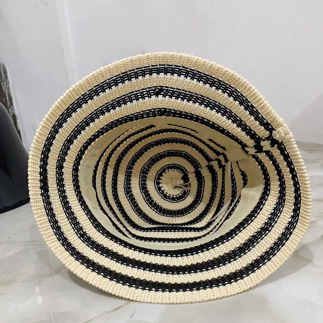 Striped Hollow Bucket Hats For Women Spring Summer New Sun Hat Female Crochet Fishermen Cap Outdoor Travel Basin Caps Panama