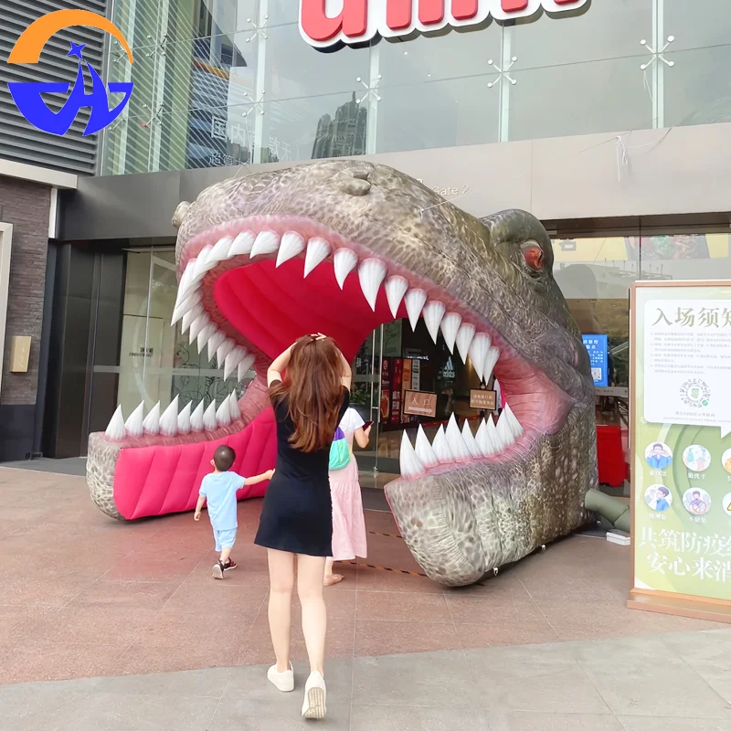 Nadmuchiwany realistyczny łuk z głową T-Rexa, model powietrzny, dekoracja przejścia z modelem dinozaura, ozdoba parku dinozaurów