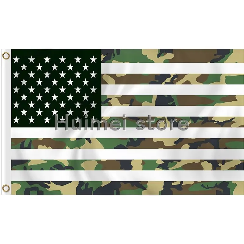 CUSTOM USA Camouflage Banner WITH GREEN RED Star Streak USA PARTY CLUB DECORATION FLAG