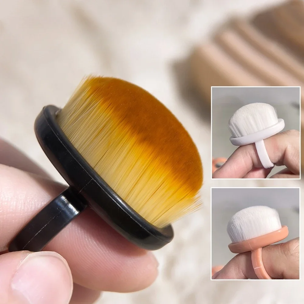 Cepillo para polvo de uñas, anillo para dedo, cepillo de cerdas suaves para limpiar las uñas, cepillos para uñas, herramientas de manicura, cepillo para colorete