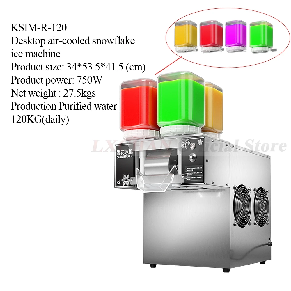 

LXCHAN 120KG/24H Korean Snowflake Ice Machine Milk Mango Bingsu Shaved Smoothie Crusher 4 Barrels 4 Flavors Ice Maker 110V 220V