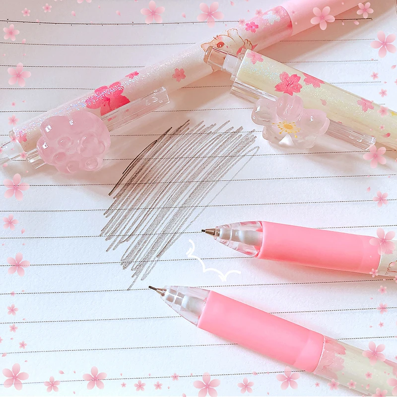 Kawaii Briefpapier ästhetisches Briefpapier Schul bedarf Schule nützliche Zeichnung automatische Bleistift niedlichen Katze Blumen Druck bleistift