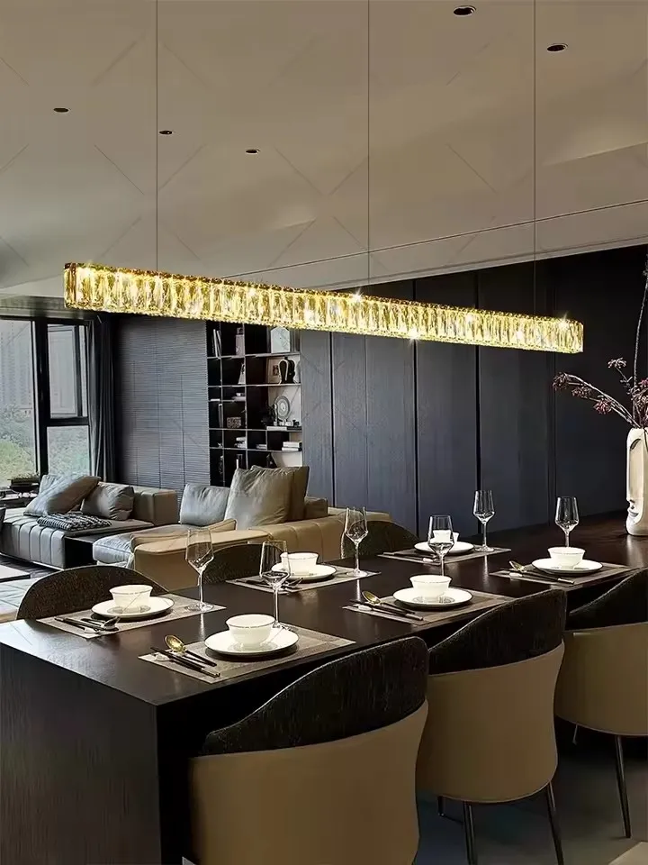 Light Luxury Restaurant Pendant 2025 New Long And Atmospheric Dining Table Bar Desk Lamp Light Luxury Crystal Pendant Lamp LED - Image 3
