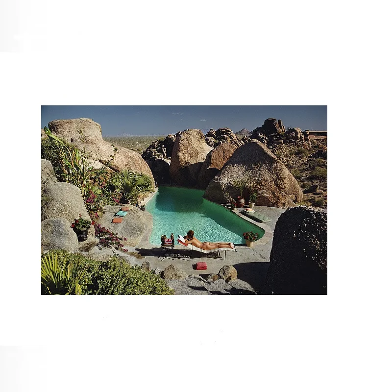 Slim Aarons Sunbathing In Arizona, Print Art Canvas Poster, For Living Room Decor, Home Wall Picture