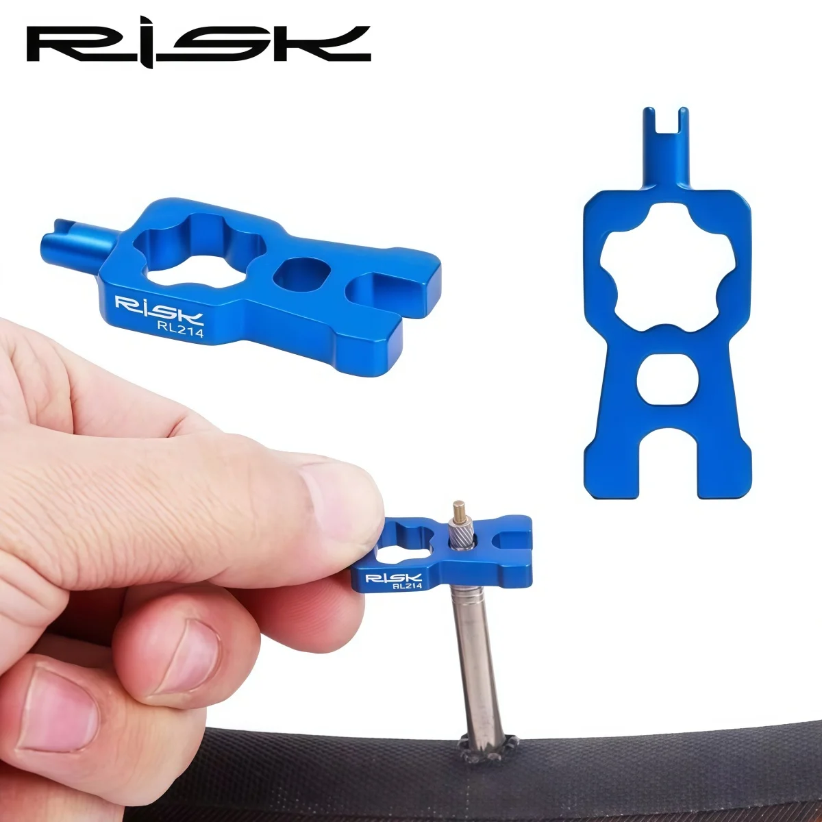 RISK Aluminum Bike Valve Core Tool- Presta & Schrader 4-in-1 / 3-in-1 Tire Lever Repair Kit- Valve