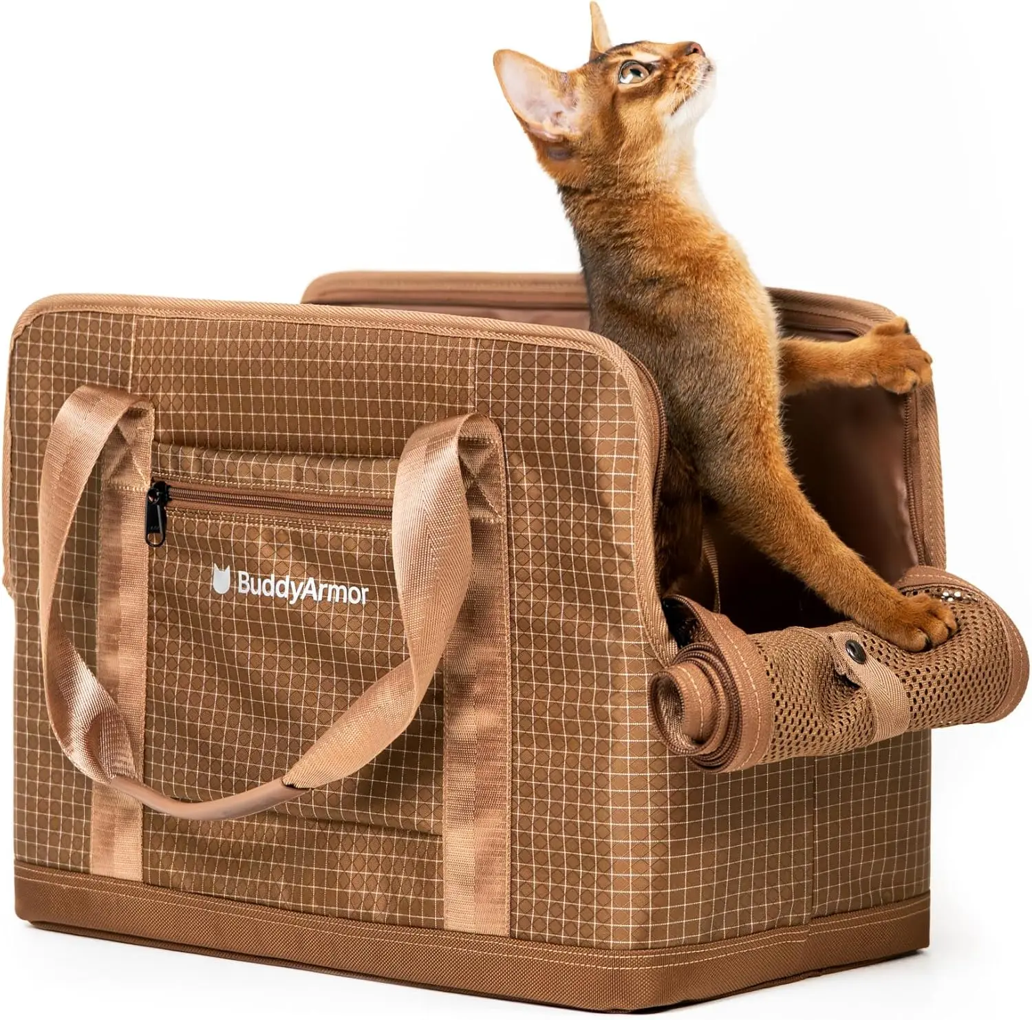 

Secure Single Shoulder Cat Bag Carrier Soft-Sided Dyneema Nylon Breathable Mesh Cat Travel Carrier Self Lock Zippers, Inner S