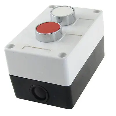 Red White Sign 2 Momentary Push Button Switch Station Box Non Lock NO N/O NC N/C