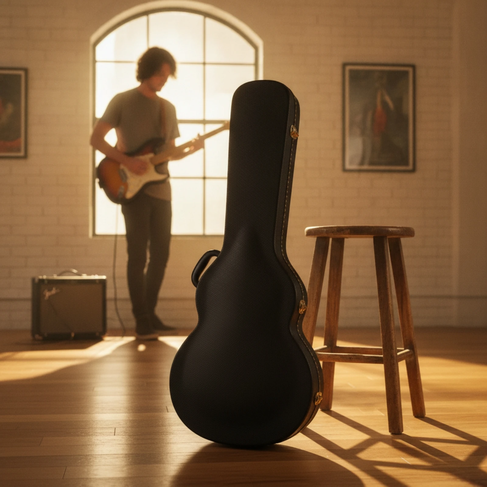 Hard-Shell Guitar Case Long-Lasting LP Guitar Case Textured Rugged for Guitarists, Travel, Storage