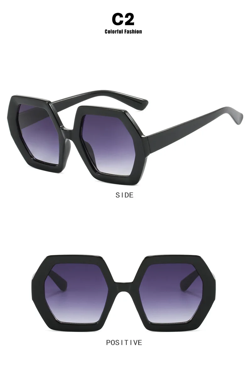 Übergroße polygon gelbe Damen Ssun glasses Mode Vintage große quadratische Sonnenbrille weibliche Luxusmarke Punk Brillen schirme – Detail 6