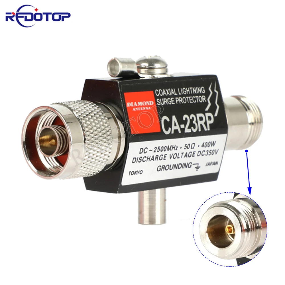 1Pcs CA-23RP N Male Plug to N Female Jack Connector DC-2500Mhz Radio Repeater Coaxial Anti-Lightning Antenna Surge Protector