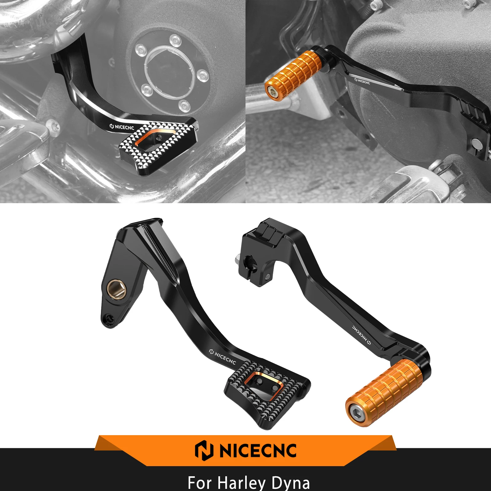 NICECNC For Harley Dyna Low Rider Street Bob Super Glide Wide Glide Rear Brake Lever Pedal Mid Controls Gear Shift Lever
