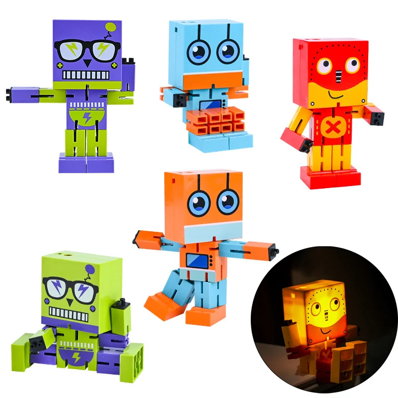 Creative Deformation Robot LED Projection Lamp Decoration Multi Functional Night Light Desktop Ornaments Children Glowing Toys