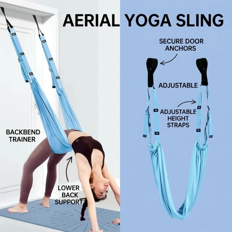 Aerial Yoga  Strap Suspension Backbend Train Stretch Band for  Backbend Split Handstand Open Back Home Inversion Training Hammoc