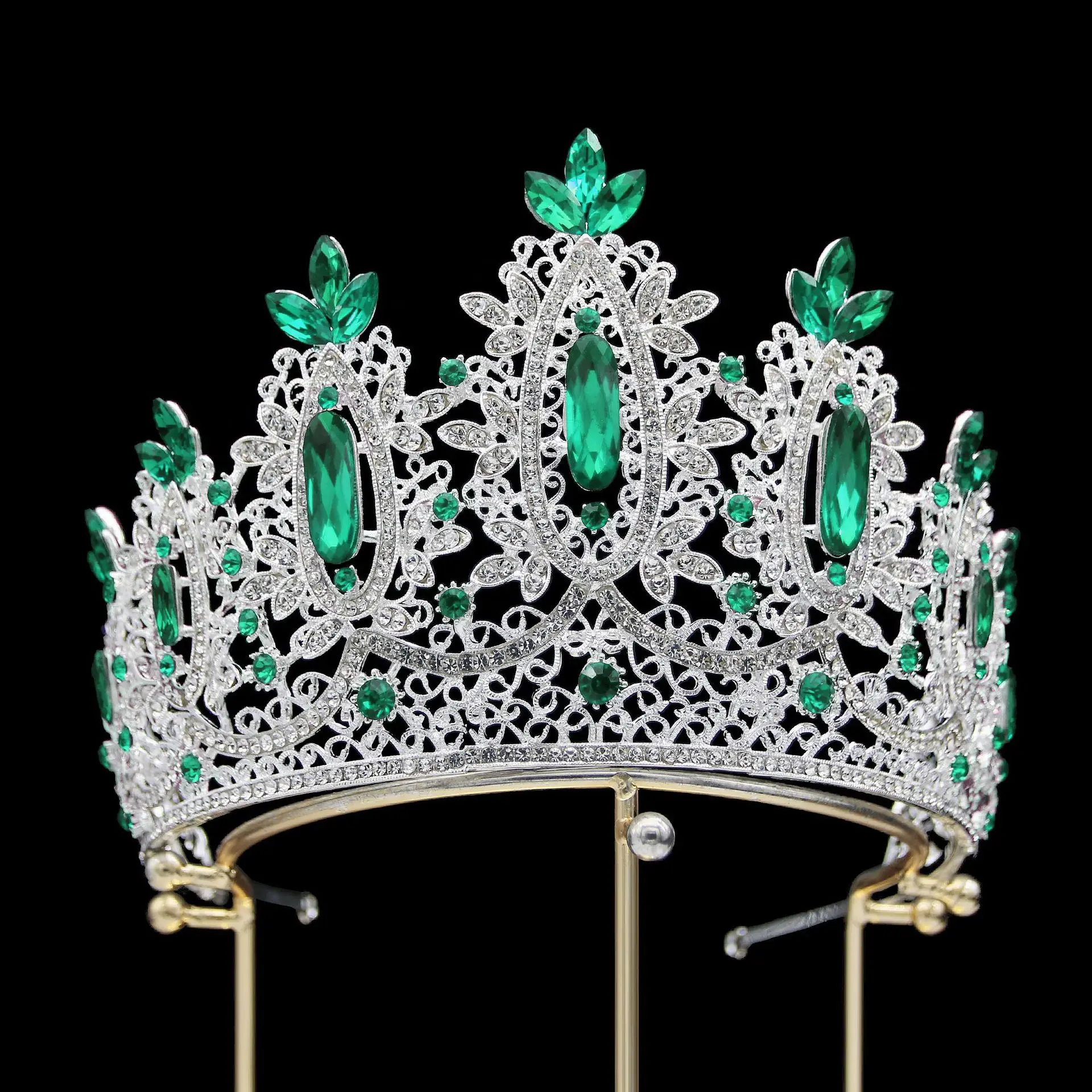Baroque Queen Crowns For Miss Universe Crystal Princess Bridal Tiara Crown For Wedding Pageant Party Prom Hair Jewelry Headdress