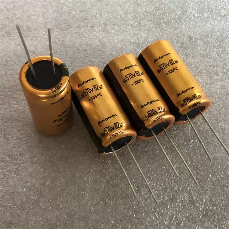 10-100pcs New Japanese Ruby RUBYCON 570V 82UF 105 ° C Gold Gallbladder High Voltage Filter Capacitor