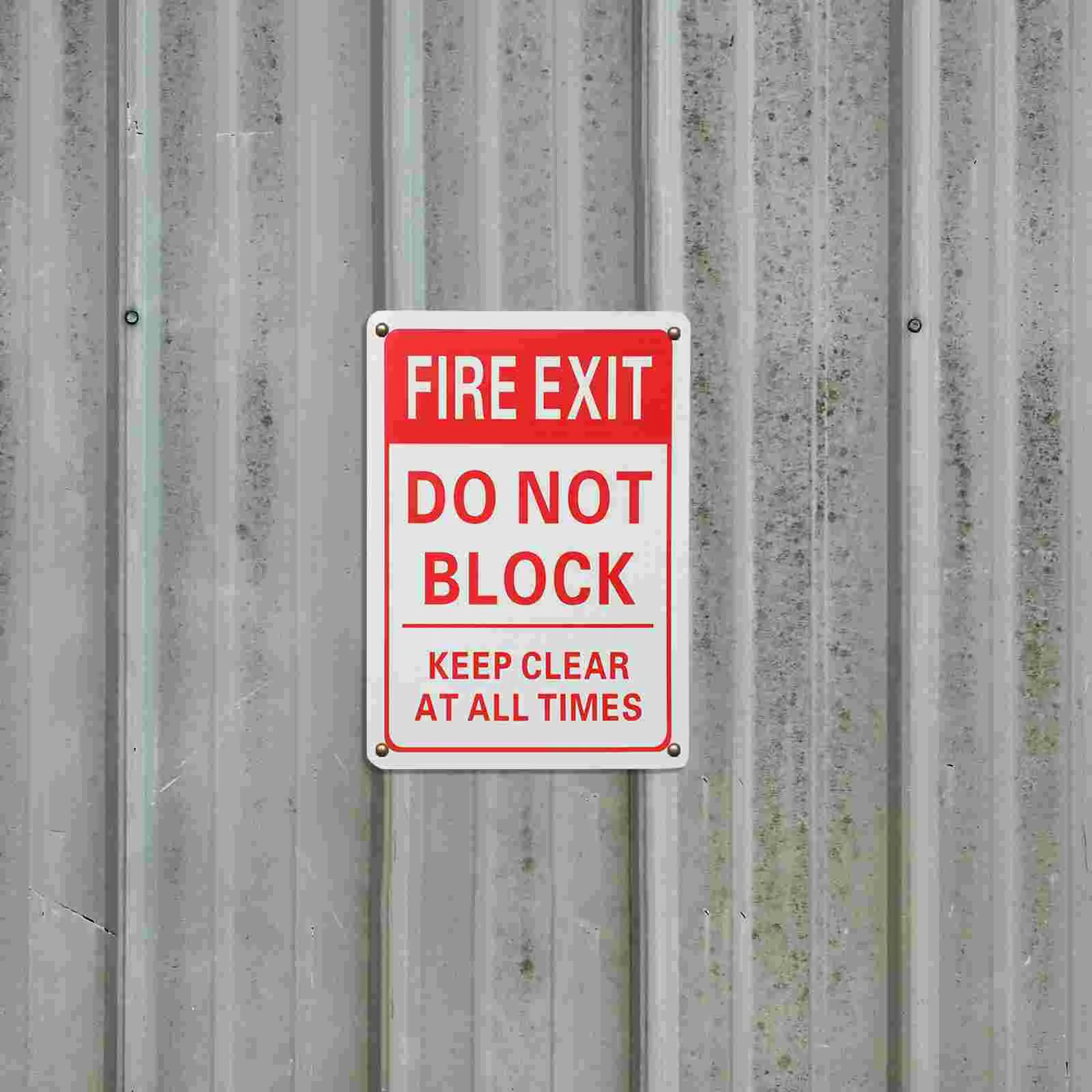 Fire Exit Sign Label Safety Extinguisher Do Not Block Signs Aluminum Alloy Emergency