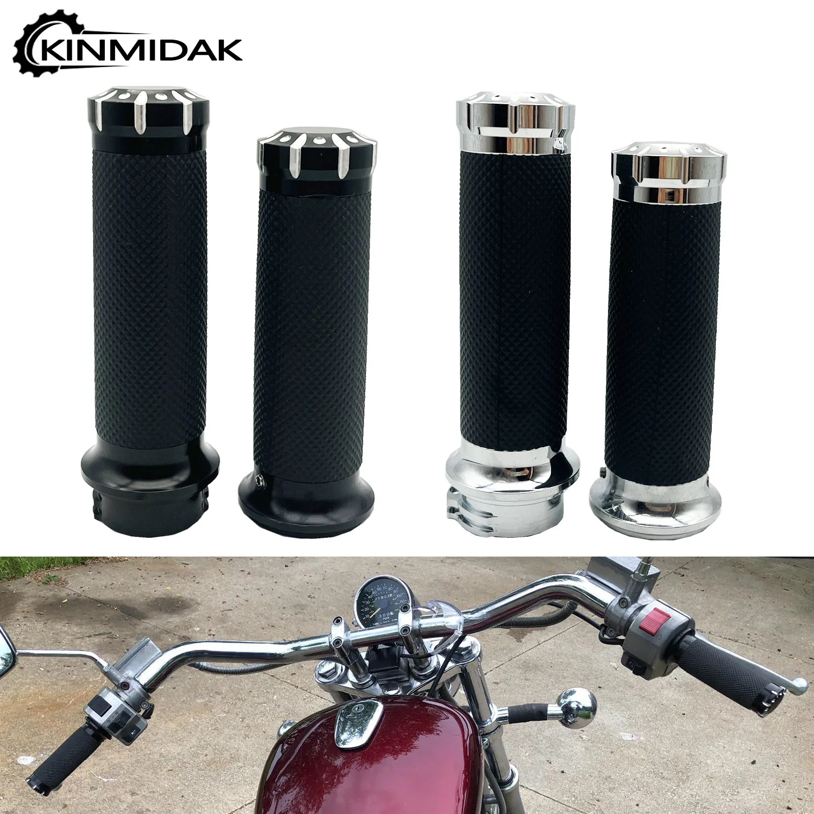 Motorcycle Grips 1\'\' 25mm Rubber Handle Grips Handle Bar Grips For Harley Sportster 883 1200 Cruiser Bobber Touring Dyna Softail