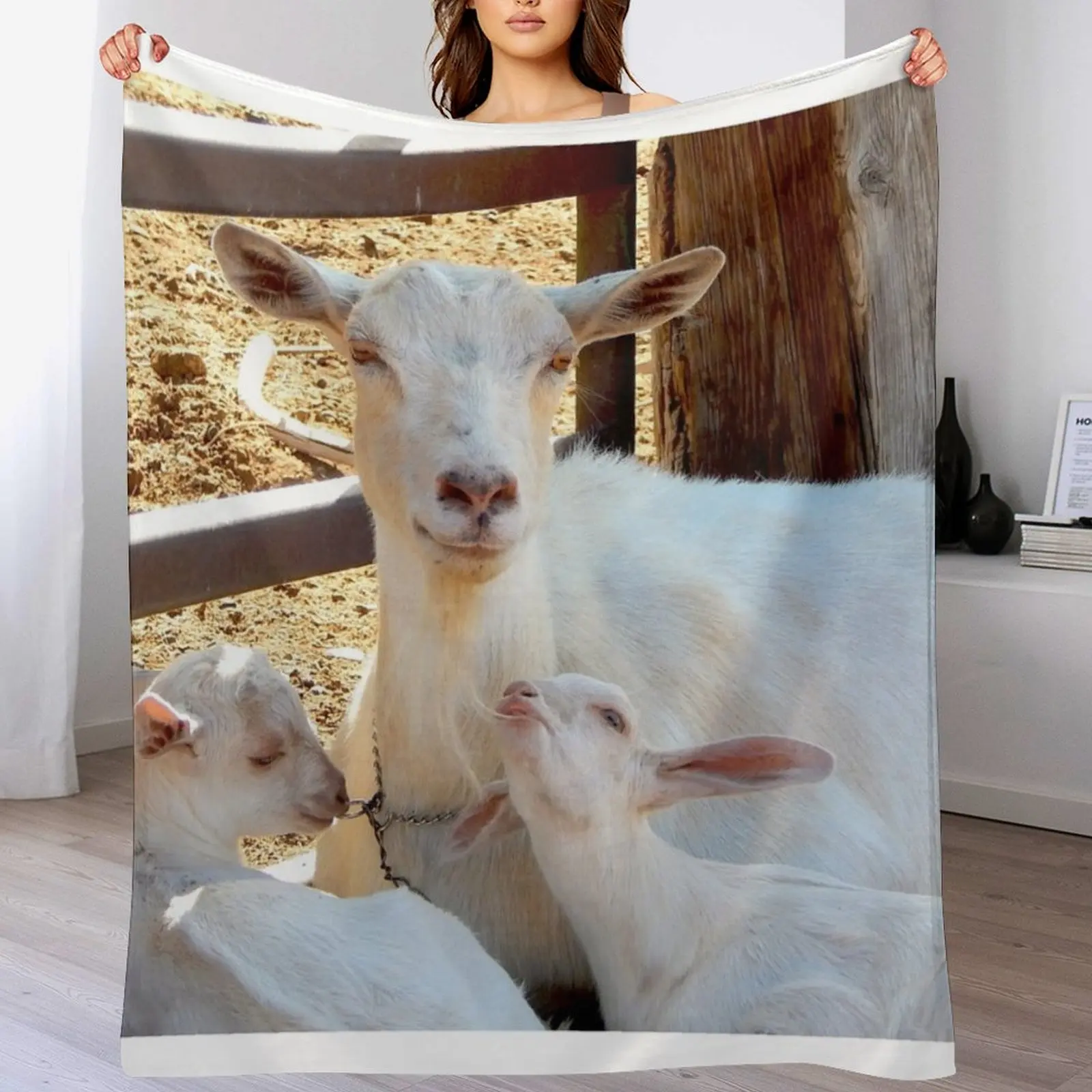 

mamma and baby goats Throw Blanket Thin Soft Blanket for Summer Night Sleeping