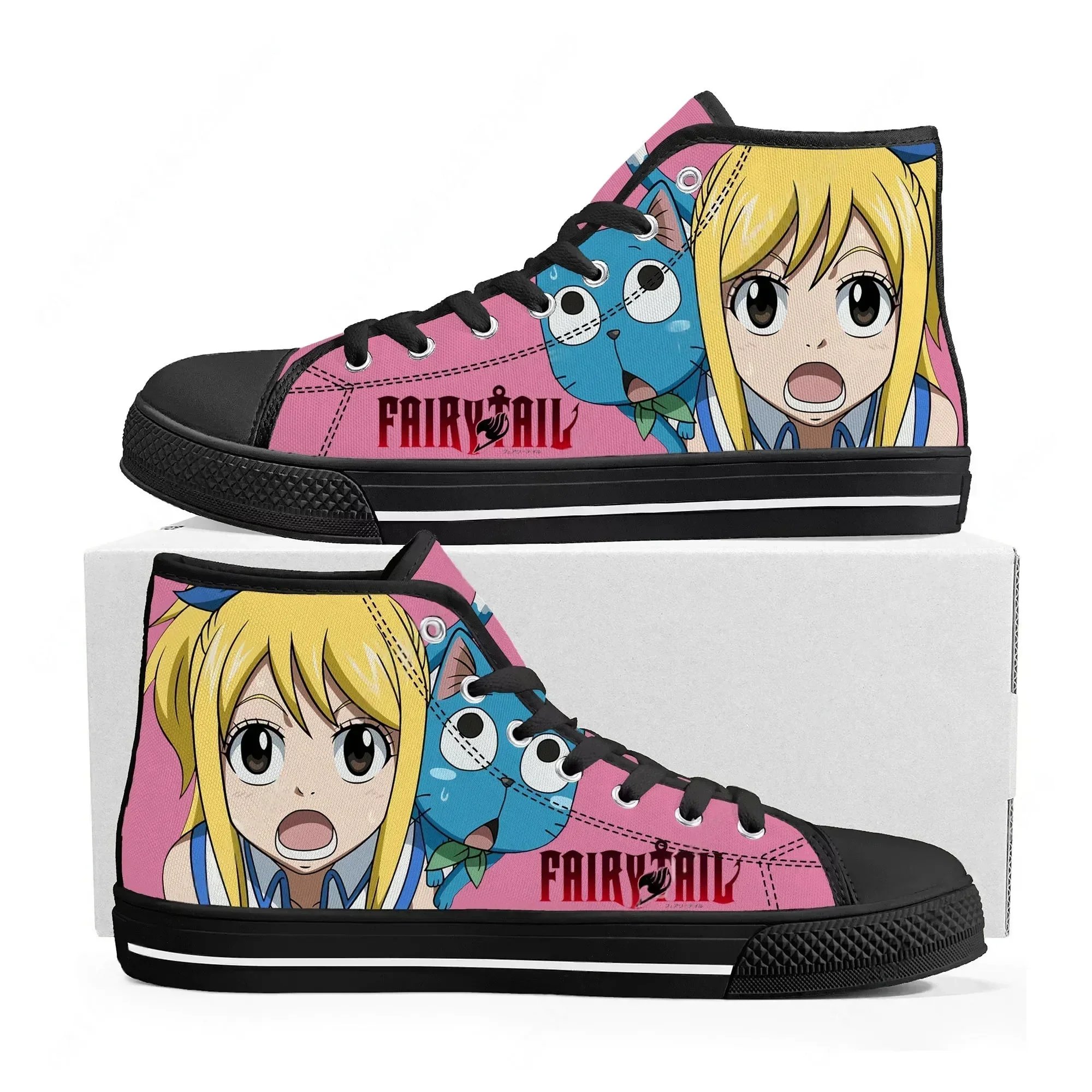 Cartoon Lucy Heartfilia Anime F-Fairy T-Tail High Top Sneakers Men Women Teenager Canvas Sneaker Casual Couple Shoes Custom Shoe