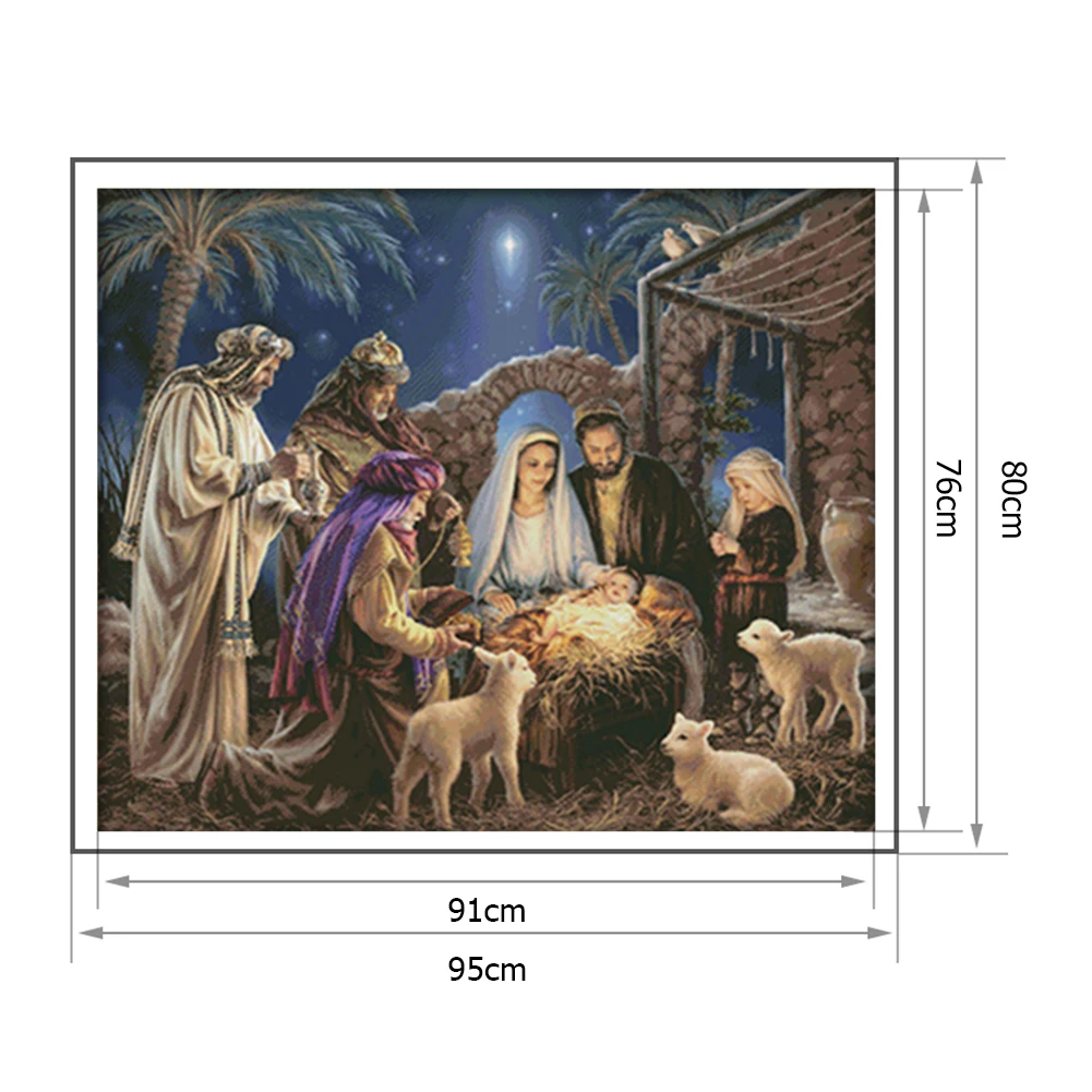 14CT Cross Stitch Kits DIY Jesus  Cotton Needlework for Home Decor