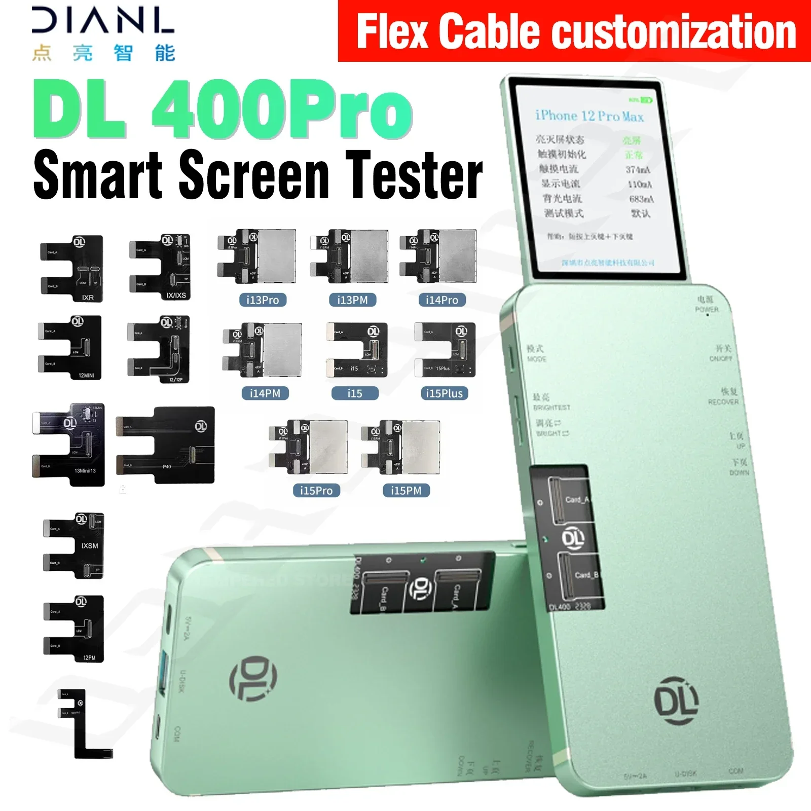 DL 400Pro Multi-funtional LCD Screen Tester Machine for IPhone 15 Oppo Vivo Huawei IWatch Tenco Test True Tone Repair Tools Set