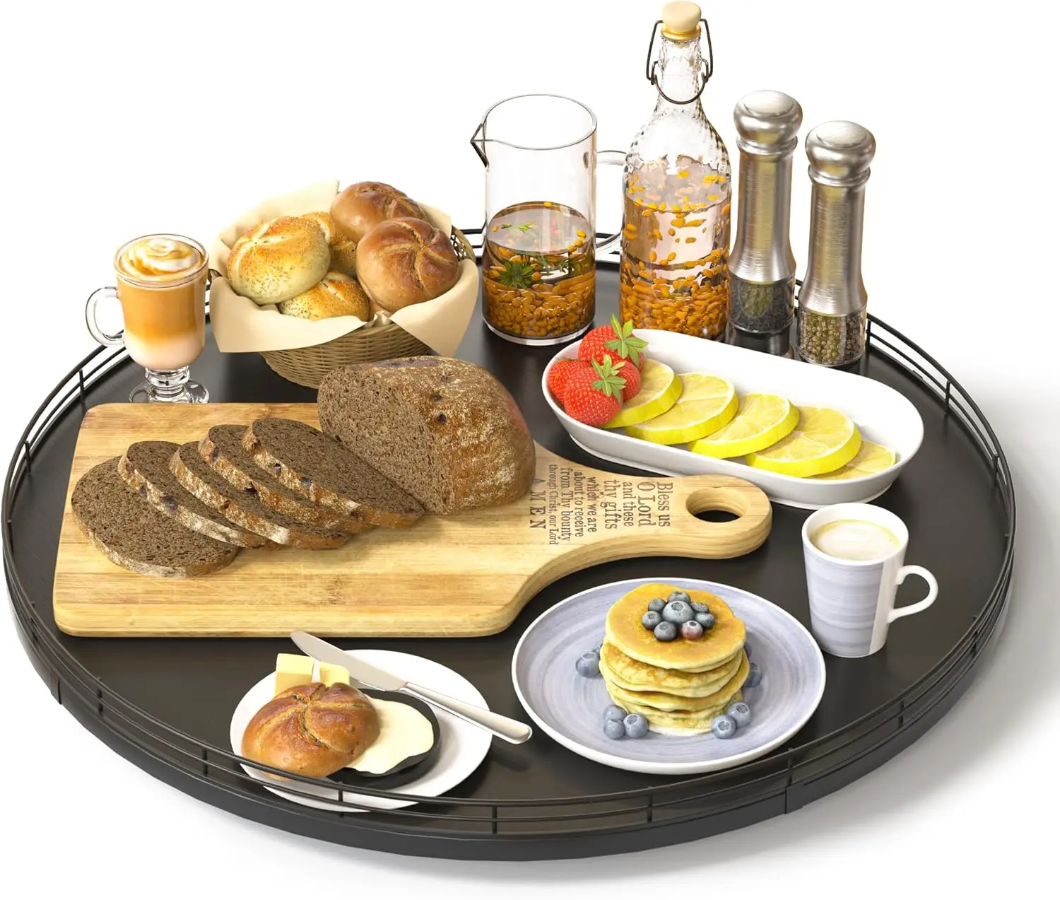 

16" Oak Wooden Lazy Susan Turntable for Dining Table, 360° Rotating Tray for Kitchen Countertop, Spice Storage & Home Decor