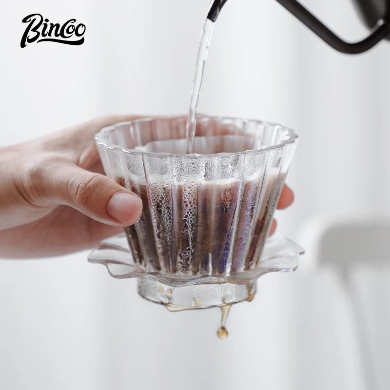 Bincoo Basket Coffee Dripper Crystal Eye Pour Over Coffee Filter Tritan 1-2Cups Coffee Maker Flat Bottom Increase Uniformity