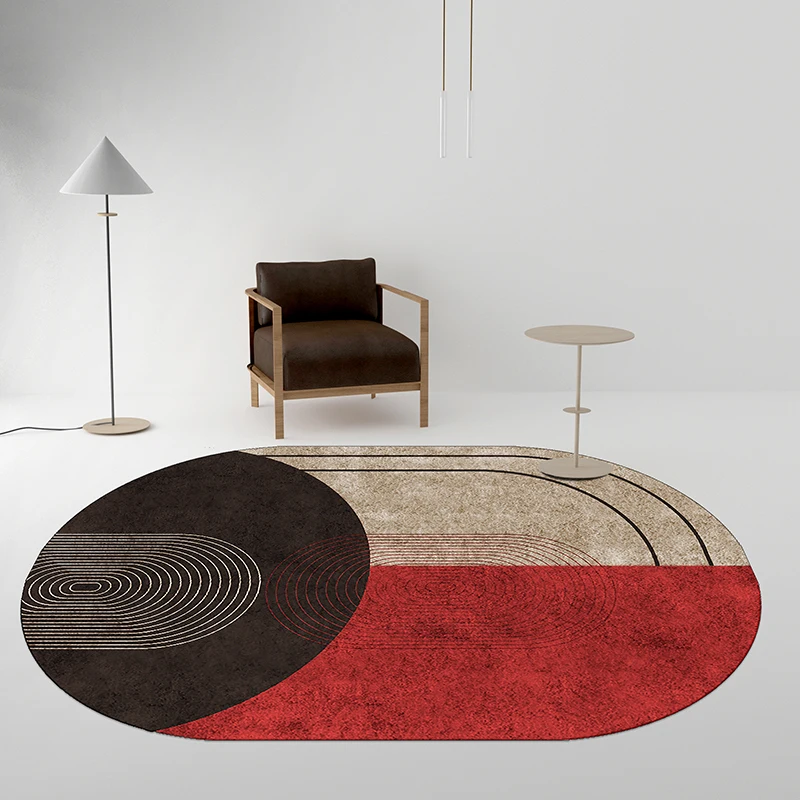 Oval Living Room Rugs Modern Art Design Large Area Nordic Minimalist Abstract Bedroom Decorative Carpets Non-slip Floor Mat