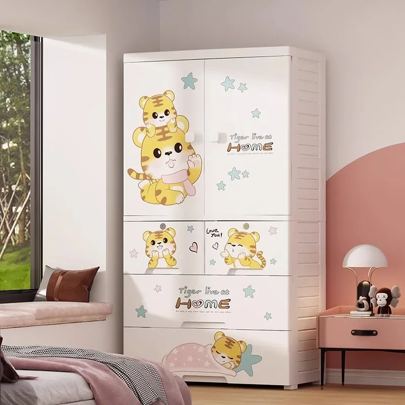 New Model 70 Sides Wide Children's Wardrobe Storage Cabinet Plastic Simple Locker Wardrobe Clothes Multi-Layer Rack Durable