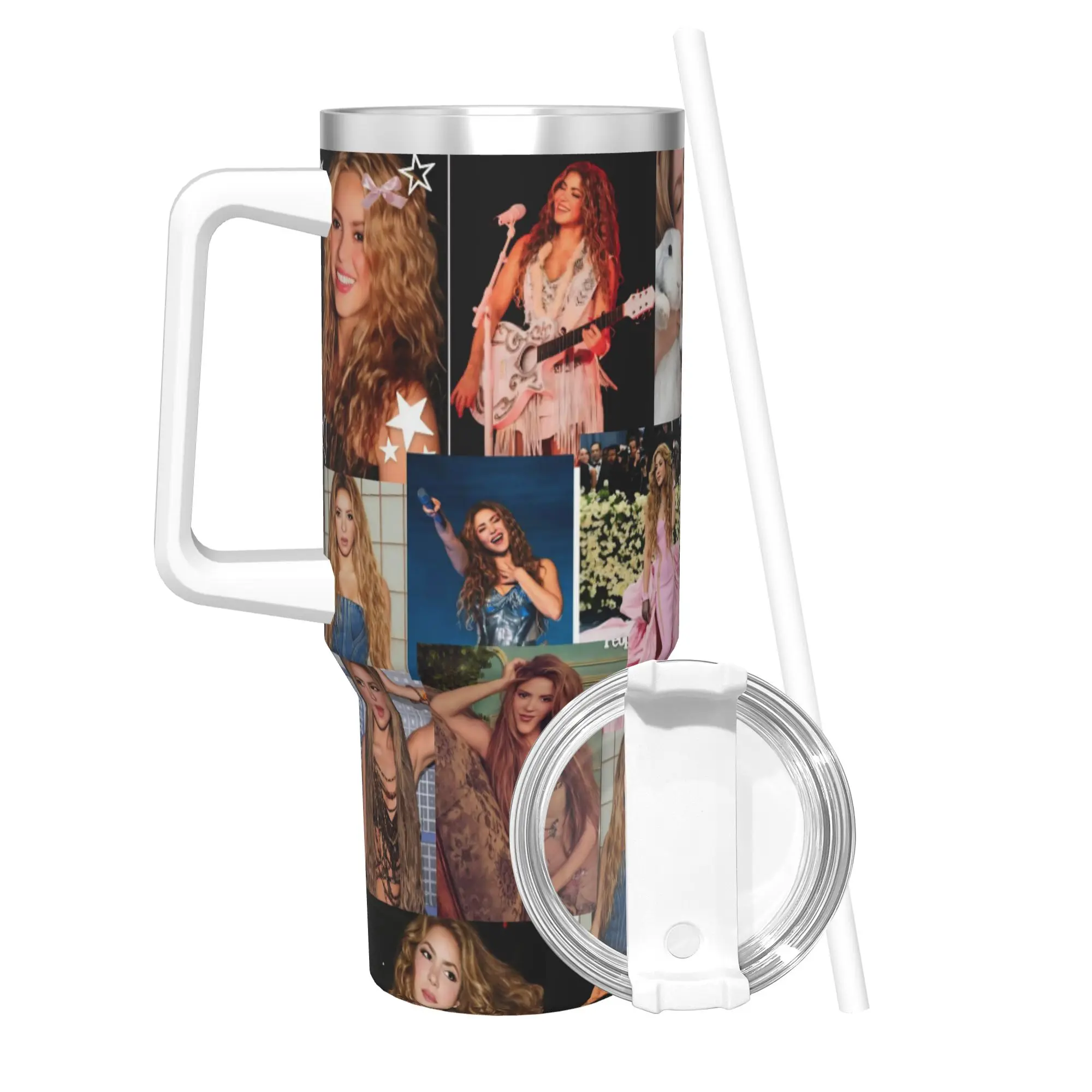 Shakira Singer Tumbler With Straw  Stainless Steel Travel Mugs Double Wall Vacuum Insulated for Cold Or Hot 40oz