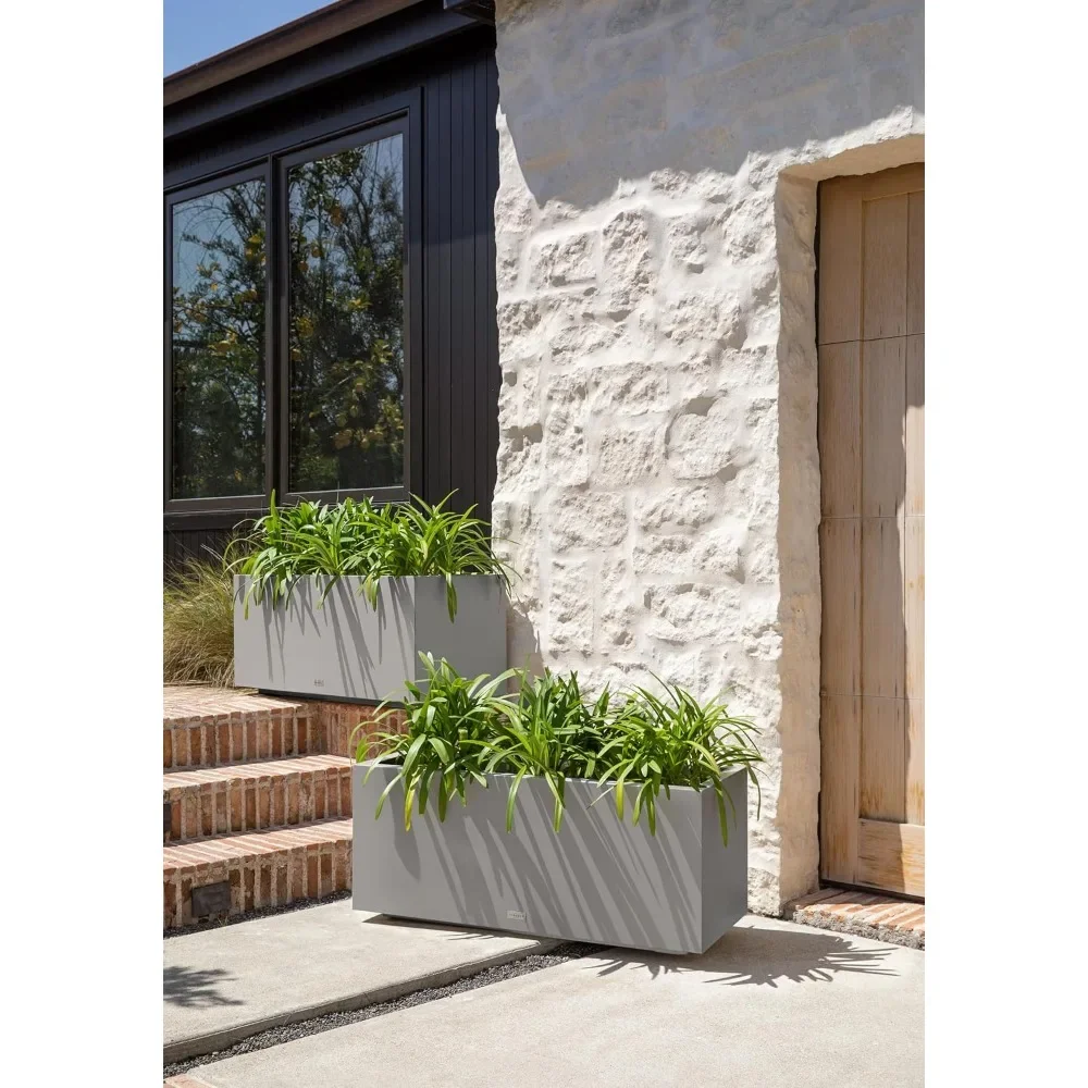 Большой прямоугольный открытый комнатный кашпо - прочный устойчивый к атмосферным воздействиям кашпо для патио и крыльца |   Прочный садовый декор